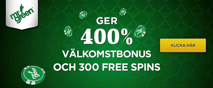 Hämta 400% casino bonus hos MrGreen!